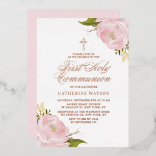 Blush Pink Rose First Holy Communion Rose Gold