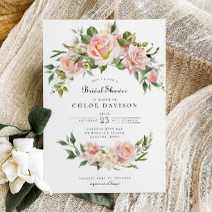 Blush Pink Rose Floral Arch Bridal Shower Invitation