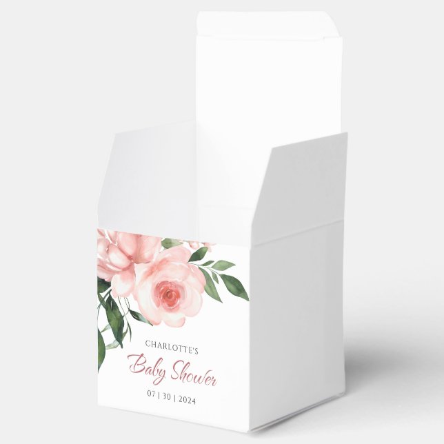 Blush Pink Rose Floral Baby Shower Favour Box (Opened)
