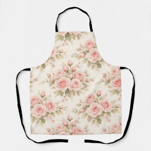 Blush Pink Rose Floral Bouquet Apron