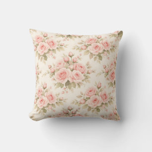 Blush Pink Rose Floral Bouquet Cushion