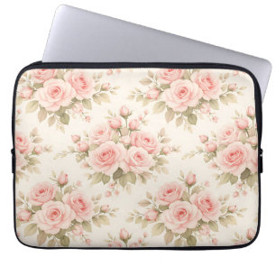 Blush Pink Rose Floral Bouquet Laptop Sleeve