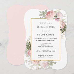 Blush Pink Rose Floral Bridal Shower Invitation