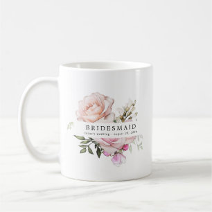 Blush Pink Rose Floral Bridesmaid Coffee Mug
