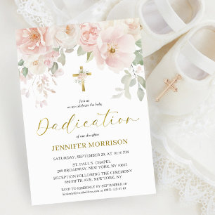 Blush Pink Rose Floral Feminine Girl Dadication Invitation