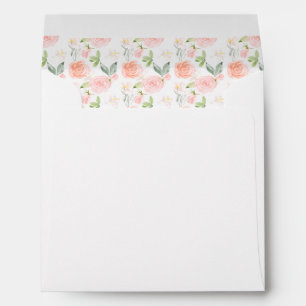 Blush Pink Rose Floral for 5.25 x 5.25 Card Envelope