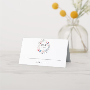 Blush Pink Rose Floral Monogram Place Card