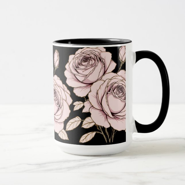 Blush Pink Rose Floral Mug  (Right)
