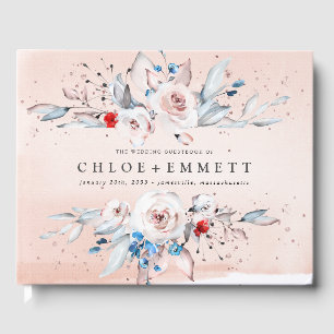 Blush Pink Rose Floral Personalised Guest Book