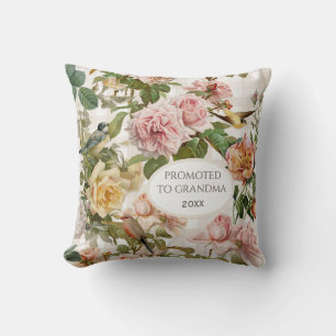 Blush Pink Rose Floral Promoted to Grandma Elegant Cushion