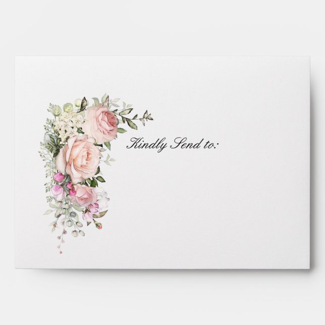 Blush Pink Rose Floral Quinceanera Envelope (Front)