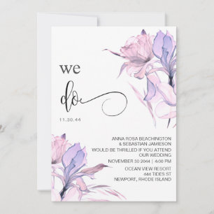 *~* Blush Pink Rose Floral RSVP AR15 QR WEDDING Invitation