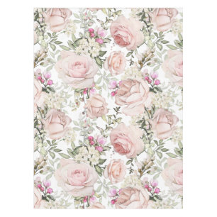 Blush Pink Rose Floral  Tablecloth