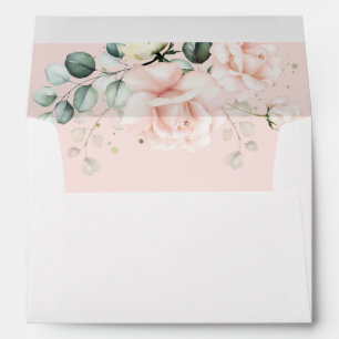 Blush Pink Rose Floral Wedding  Envelope