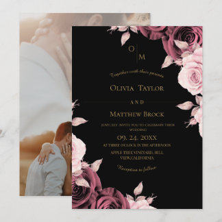 Blush Pink Rose Floral Wedding  Invitation