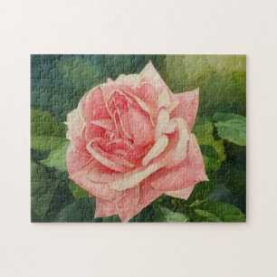 Blush Pink Rose Flower Art Vintage Style Puzzle