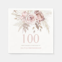 Blush Pink Rose Flowers 100th Birthday Party Event