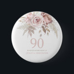Blush Pink Rose Flowers 90th Birthday Party 6 Cm Round Badge<br><div class="desc">Blush Pink Rose Flowers 90th Birthday Party button

See matching collection in Niche and Nest Store</div>