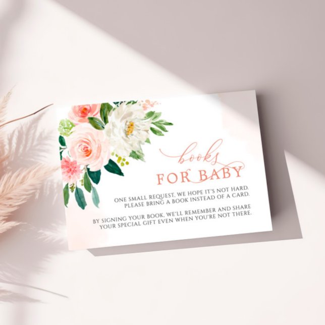 Blush Pink Rose Flowers Books Request Card (Creator Uploaded)