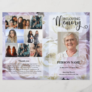 Blush Pink Rose Funeral Program template