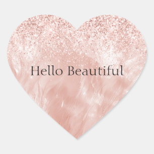 Blush Pink Rose Glitter Heart Sticker