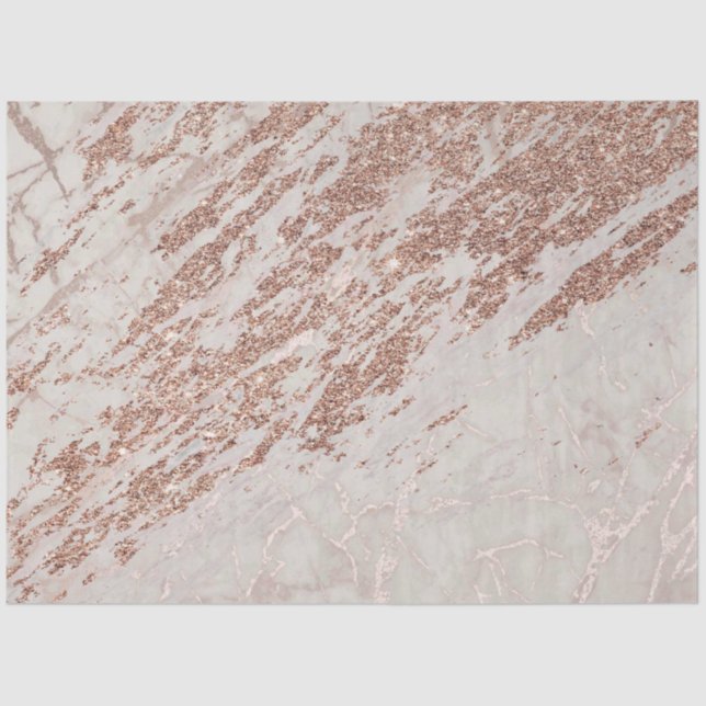 Blush Pink Rose Glitter Marble Modern Tissue Paper (Front)