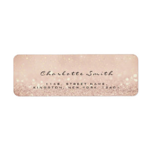 Blush Pink Rose Glitter RSVP Return Address Skinny Label
