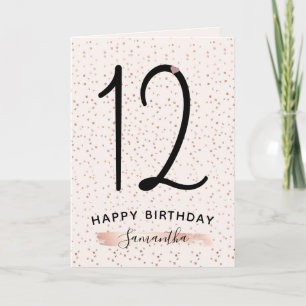 Blush Pink & Rose Gold 12 Birthday Card