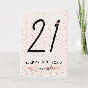 Blush Pink & Rose Gold 21 Birthday Card