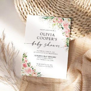 Blush Pink Rose Gold Baby Shower Invitation