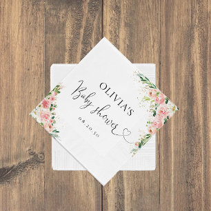 Blush Pink Rose Gold Baby Shower Paper Napkin