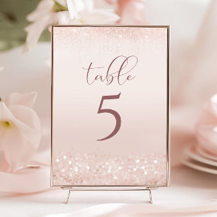 Blush Pink Rose Gold Baby Shower Table Numbers