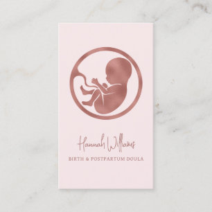Blush Pink & Rose Gold Birth & Postpartum Doula Business Card
