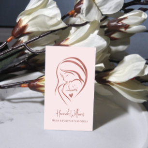 Blush Pink & Rose Gold Birth & Postpartum Doula Business Card