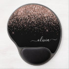 Blush Pink Rose Gold Black Glitter Monogram