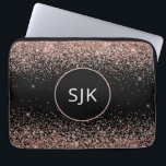 Blush Pink Rose Gold Black Glitter Monogram Laptop Sleeve<br><div class="desc">Blush Pink - Rose Gold and Black Faux Glitter and Sparkle Elegant Monogrammed Initials Case. This case can be customised to include your initial and first name.</div>
