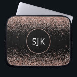 Blush Pink Rose Gold Black Glitter Monogram Laptop Sleeve<br><div class="desc">Blush Pink - Rose Gold and Black Faux Glitter and Sparkle Elegant Monogrammed Initials Case. This case can be customised to include your initial and first name.</div>