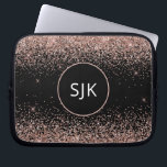 Blush Pink Rose Gold Black Glitter Monogram Laptop Sleeve<br><div class="desc">Blush Pink - Rose Gold and Black Faux Glitter and Sparkle Elegant Monogrammed Initials Case. This case can be customised to include your initial and first name.</div>