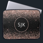 Blush Pink Rose Gold Black Glitter Monogram Laptop Sleeve<br><div class="desc">Blush Pink - Rose Gold and Black Faux Glitter and Sparkle Elegant Monogrammed Initials Case. This case can be customised to include your initial and first name.</div>