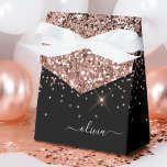Blush Pink Rose Gold Black Glitter Monogram Name Favour Box<br><div class="desc">Rose Gold - Blush Pink and Black Sparkle Glitter Monogram Name and Initial Paper Party Gift Boxes This makes the perfect sweet 16 birthday,  wedding,  bridal shower,  anniversary,  baby shower or bachelorette party gift for someone that loves glam luxury and chic styles.</div>