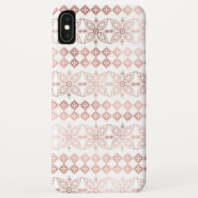Blush Pink - Rose Gold Boho Floral Pattern Case-Mate iPhone Case (Back)