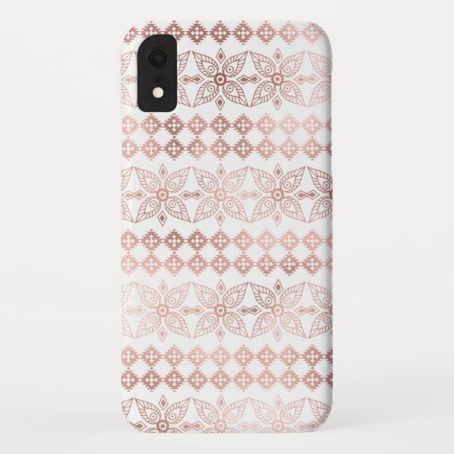 Blush Pink - Rose Gold Boho Floral Pattern Case-Mate iPhone Case (Back)