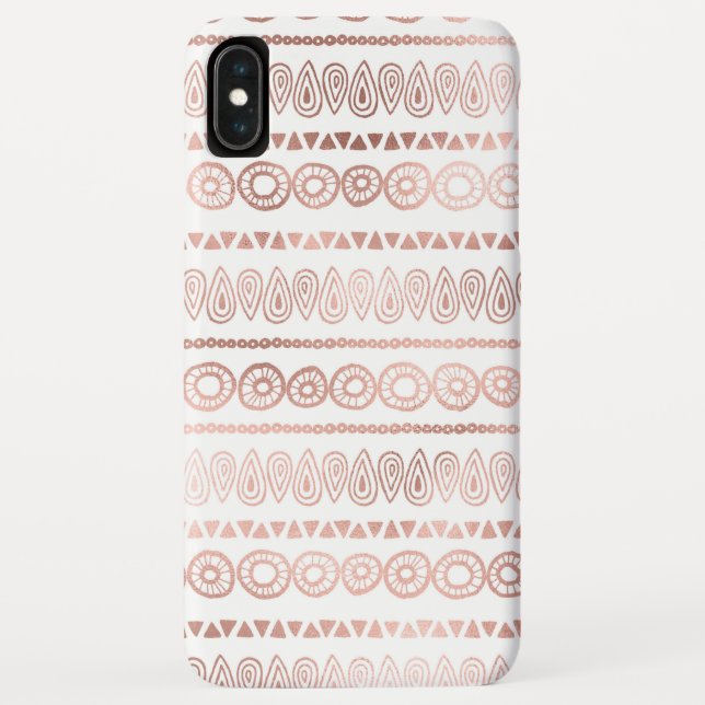 Blush Pink - Rose Gold Boho Hand Drawn Pattern Case-Mate iPhone Case (Back)