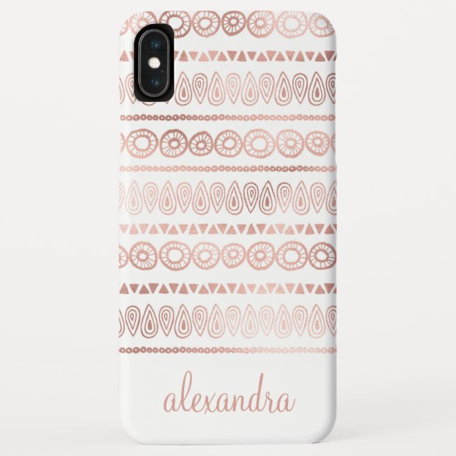 Blush Pink - Rose Gold Boho Pattern Monogram Case-Mate iPhone Case (Back)