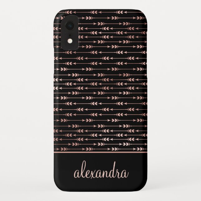 Blush Pink - Rose Gold Boho Pattern Monogram Case-Mate iPhone Case (Back)