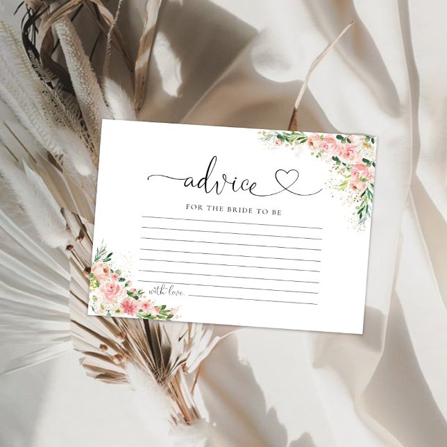 Blush Pink Rose Gold Bridal Shower Advice Card (Creator Uploaded)
