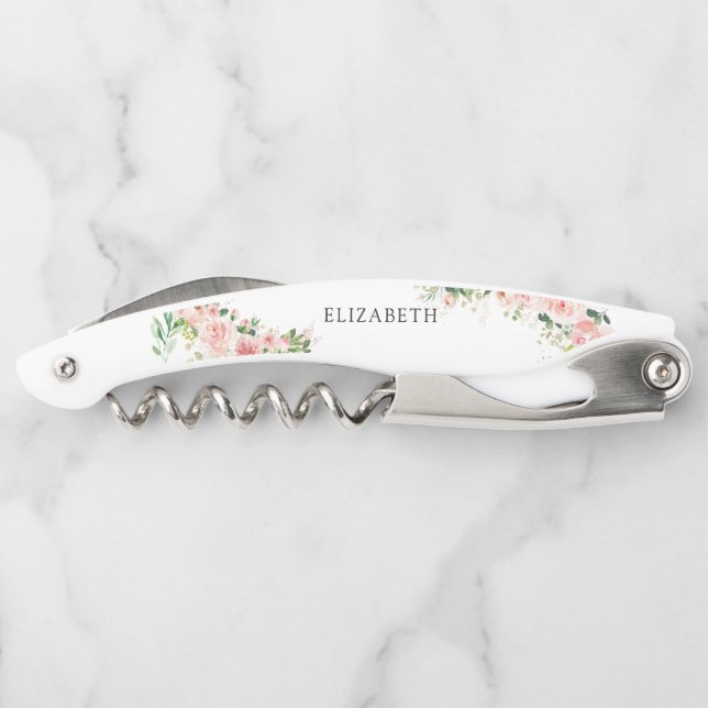 Blush Pink Rose Gold Bridal Shower Corkscrew (Back)