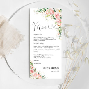 Blush Pink Rose Gold Bridal Shower Menu