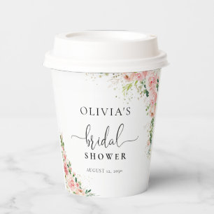 Blush Pink Rose Gold Bridal Shower Paper Cups