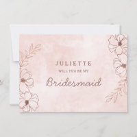 Blush Pink & Rose Gold Bridesmaid Proposal Card